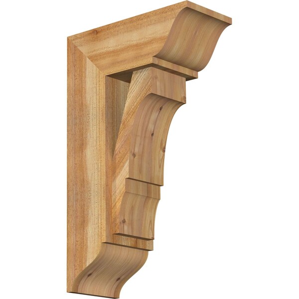 Ekena Millwork Balboa Traditional Rough Sawn Bracket w/ Offset Brace, Western Red Cedar, 8"W x 18"D x 30"H BKT0806X18X30BOA01RWR - main